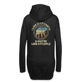 Éléphant Animal amour Design Vintage - Sweat-shirt à capuche long Femme - noir - Dos