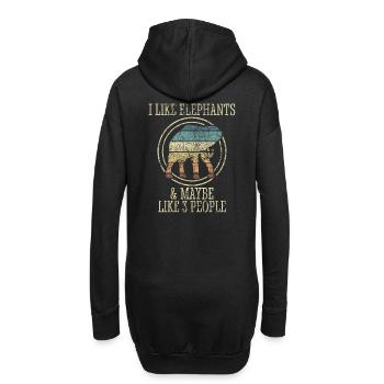 Elefant Spirit Animal Liebe Vintage Design - Hoodie-Kleid - Schwarz - Hinten