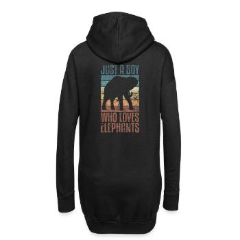 Éléphant Animal amour Design Vintage - Sweat-shirt à capuche long Femme - noir - Dos