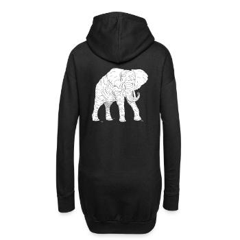 d’éléphant Animal Rétro Vintage Design - Sweat-shirt à capuche long Femme - noir - Dos