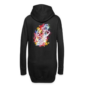 Conception aquarelle pour les amateurs de saxophone jazz - Sweat-shirt à capuche long Femme - noir - Dos