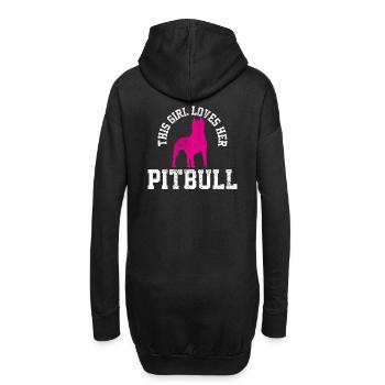 Des œuvres d’art uniques pour les filles tenant leur pitbull - Sweat-shirt à capuche long Femme - noir - Dos