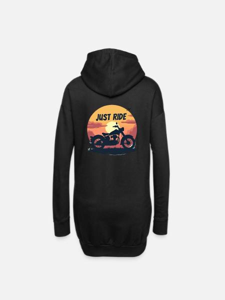 Just Ride motorcycle. Vintage sunset. - Hoodie Dress - black
