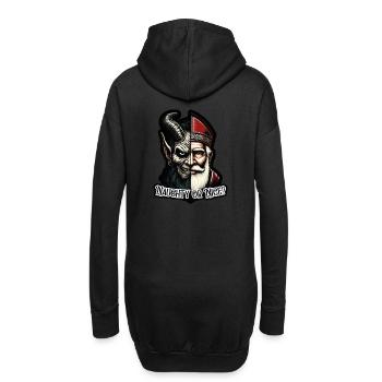 "Frecher oder netter Weihnachtsmann mit zwei Gesichtern VS Krampus - Hoodie-Kleid - Schwarz - Hinten