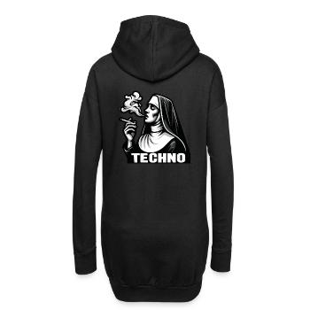 Renaissance Beats: Rauchendes Nonnen-Techno-T-Shirt - Hoodie-Kleid - Schwarz - Hinten