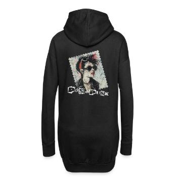 Design de timbre rétro Punk Rock - PosPunk - Sweat-shirt à capuche long Femme - noir - Dos