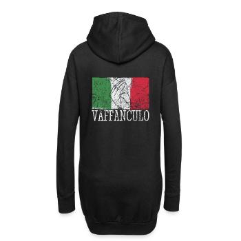 Drôle italienne Italie Vaffanculo geste hand - Sweat-shirt à capuche long Femme - noir - Dos