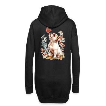 Französische Bulldogge Schmetterling - Hoodie-Kleid - Schwarz - Hinten