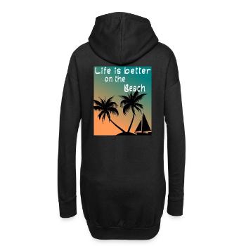 Life is better on the Beach - Hoodie-Kleid - Schwarz - Hinten