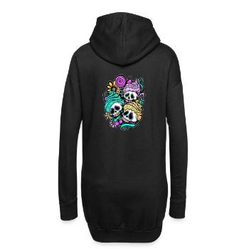 Cupcake Skulls. Dias de los Muertos. Tag der Toten - Hoodie-Kleid - Schwarz - Hinten
