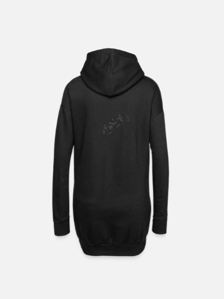 VÖGEL UP grau, Retro Design, Ringraster - Hoodie-Kleid - Schwarz