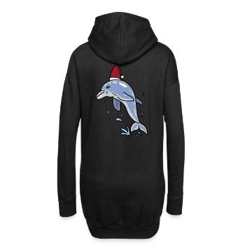Saint-Nicolas Dauphin Poisson Noël Noël Père Noël - Sweat-shirt à capuche long Femme - noir - Dos