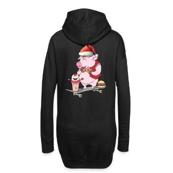 Père Noël patineur Patinage Cochon - Sweat-shirt à capuche long Femme - noir - Dos