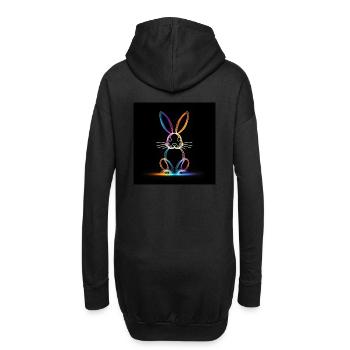 Leuchtender Hase - Hoodie-Kleid - Schwarz - Hinten