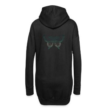 CHIC BUTTERFLY türkis, Vintage Style, Ringraster - Hoodie-Kleid - Schwarz - Hinten