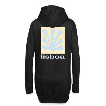 Lisboa Palmenblatt Blau Retro - Hoodie-Kleid - Schwarz - Hinten