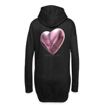 Kaltes Herz 3D mit Kette rosé und coldheart hinten - Hoodie-Kleid - Schwarz - Hinten