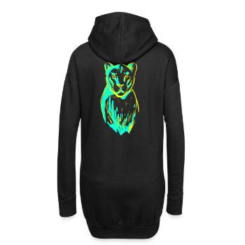 Tiger Löwe Katze Katzen Wildtiere Leopard - Hoodie-Kleid - Schwarz - Hinten