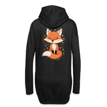 Fuchs mit Sternen - Hoodie-Kleid - Schwarz - Hinten