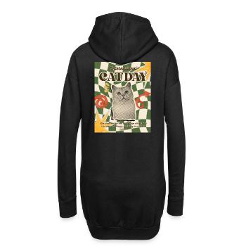 Internationaler Katzentag Retro-Druck - Hoodie-Kleid - Schwarz - Hinten