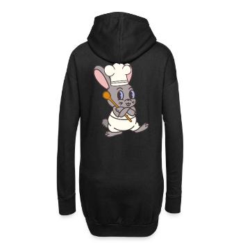 Hase Koch Köche Köchin Koch Gastgeber Kaninchen - Hoodie-Kleid - Schwarz - Hinten
