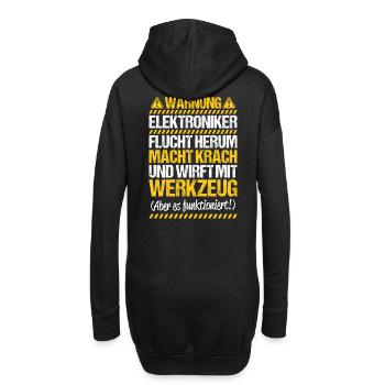 Elektroniker Elektriker Warnung Geschenk Elektro - Hoodie-Kleid - Schwarz - Hinten