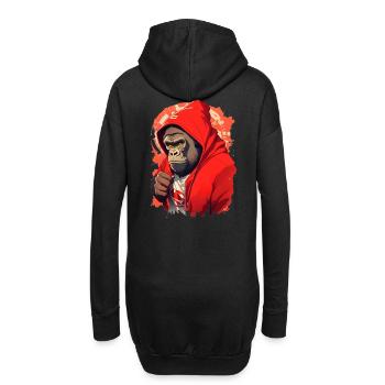 Gorilla mit rotem Hoody - Hoodie-Kleid - Schwarz - Hinten