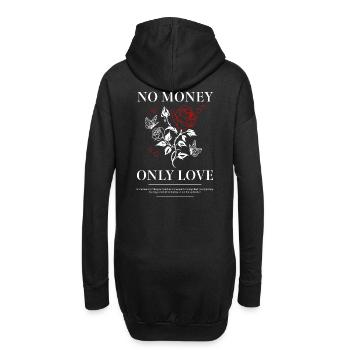 No Money Only Love – Romantisches Rosen-Design - Hoodie-Kleid - Schwarz - Hinten