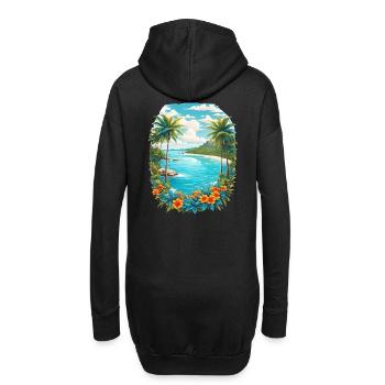 Karibik Insel - Hoodie-Kleid - Schwarz - Hinten