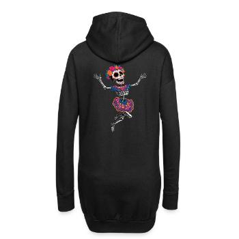 tanzendes happy crazy Skelett la Catrina :) - Hoodie-Kleid - Schwarz - Hinten