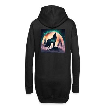 Le loup de la pleine lune - Sweat-shirt à capuche long Femme - noir - Dos