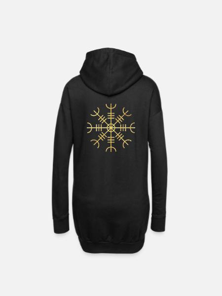 Wikinger Terror Helm Aegishjalmur Symbol - Hoodie-Kleid - Schwarz