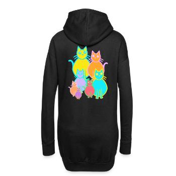 années 80 des années 90 chats chat famille enfants enfant - Sweat-shirt à capuche long Femme - noir - Dos