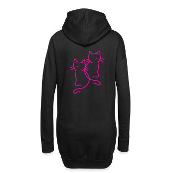 80er 90er Retro Vintage Katzen Katze Kätzchen - Hoodie-Kleid - Schwarz - Hinten
