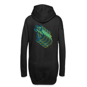 Retro Vintage Katze Katzen 80er 90er - Hoodie-Kleid - Schwarz - Hinten