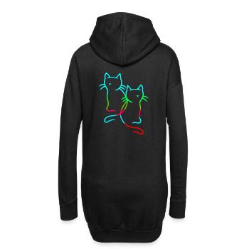 80er 90edr Rretro Vintage Katzen Katze Kätzchen - Hoodie-Kleid - Schwarz - Hinten