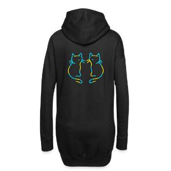 80er 90er Retro Katzen Katze Vintage - Hoodie-Kleid - Schwarz - Hinten