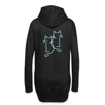 80er 90er Katzen Retro Vintage Katze - Hoodie-Kleid - Schwarz - Hinten