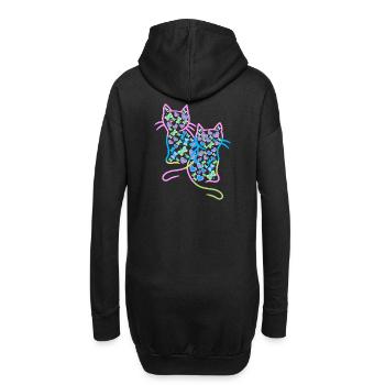 Katze Katzen Kind Kinder - Hoodie-Kleid - Schwarz - Hinten