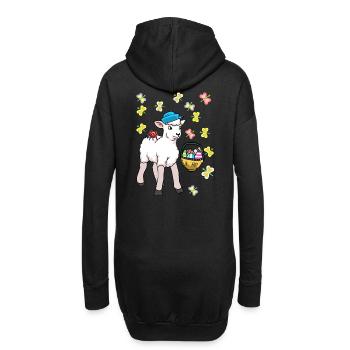 Années 80 Pâques Mouton Mouton Oeufs de Pâques Agneau Enfants - Sweat-shirt à capuche long Femme - noir - Dos