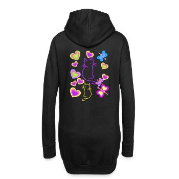 80er 90er Retro Katze Katzen Kinder Kind Vintage - Hoodie-Kleid - Schwarz - Hinten
