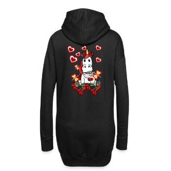 Retro Einhorn Kirschen Vintage 80er Sommer - Hoodie-Kleid - Schwarz - Hinten