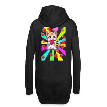 des années 80 Teen Été Fraise Chat Chats Enfant Coeur - Sweat-shirt à capuche long Femme - noir - Dos