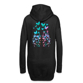 des années 80 Rétro Chats Chat Teen Papillons Enfant - Sweat-shirt à capuche long Femme - noir - Dos