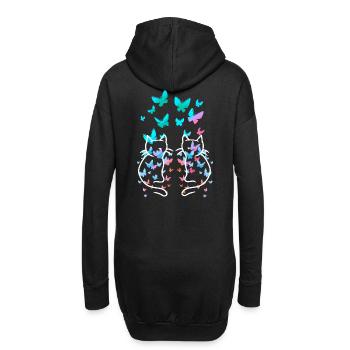 des années 80 Rétro Chats Chat Teen Papillons Enfant - Sweat-shirt à capuche long Femme - noir - Dos