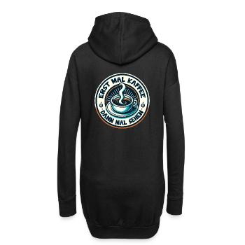 Erst mal Kaffee - dann mal sehen Kaffeemotiv - Hoodie-Kleid - Schwarz - Hinten