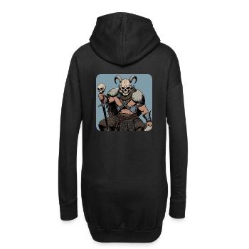 Guerrier viking avec masque de crâne et cornes - Sweat-shirt à capuche long Femme - noir - Dos