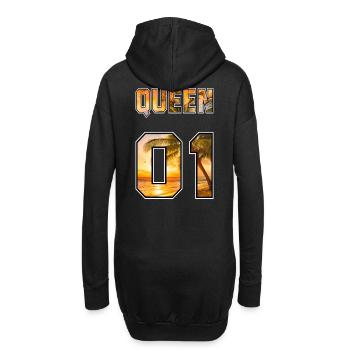 King Queen - Pärchenoutfit Sommer Strand - Hoodie-Kleid - Schwarz - Hinten