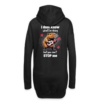 Ich Weiß Nicht, Was Ich Tue - Lustiges Capybara - Hoodie-Kleid - Schwarz - Hinten