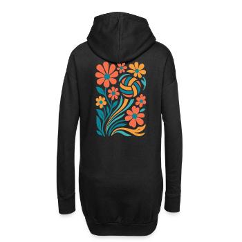 Abstrakte Blumen mit Volleyball - Hoodie-Kleid - Schwarz - Hinten